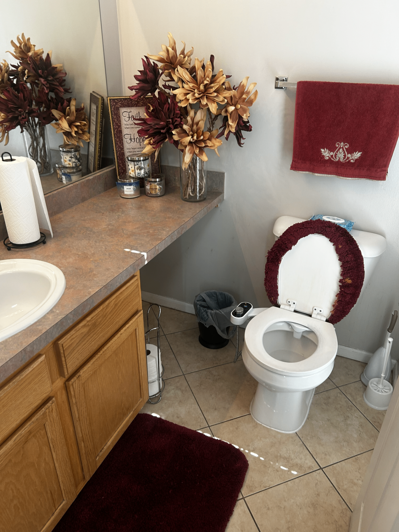 Bathroom after cleaning with brighter surfaces and refreshed fixtures