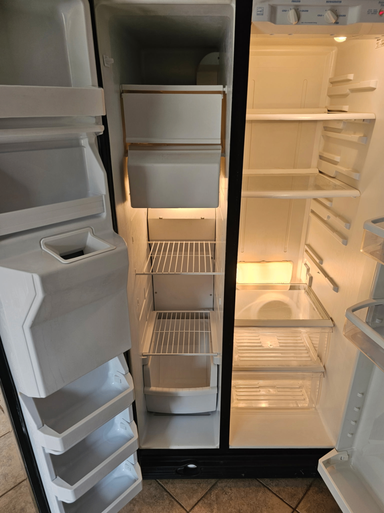 Spotless refrigerator interior after cleaning